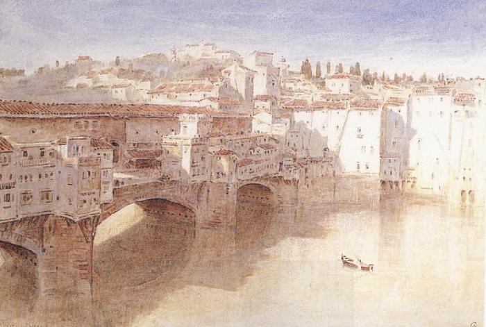Albert goodwin,r.w.s Ponte Vecchio Florence oil painting picture